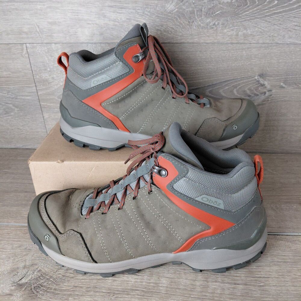 OBOZ Sypes Mid Hiking Boots Men 11 Gray Leather Outdoor B-Dry Waterproof Lace Up